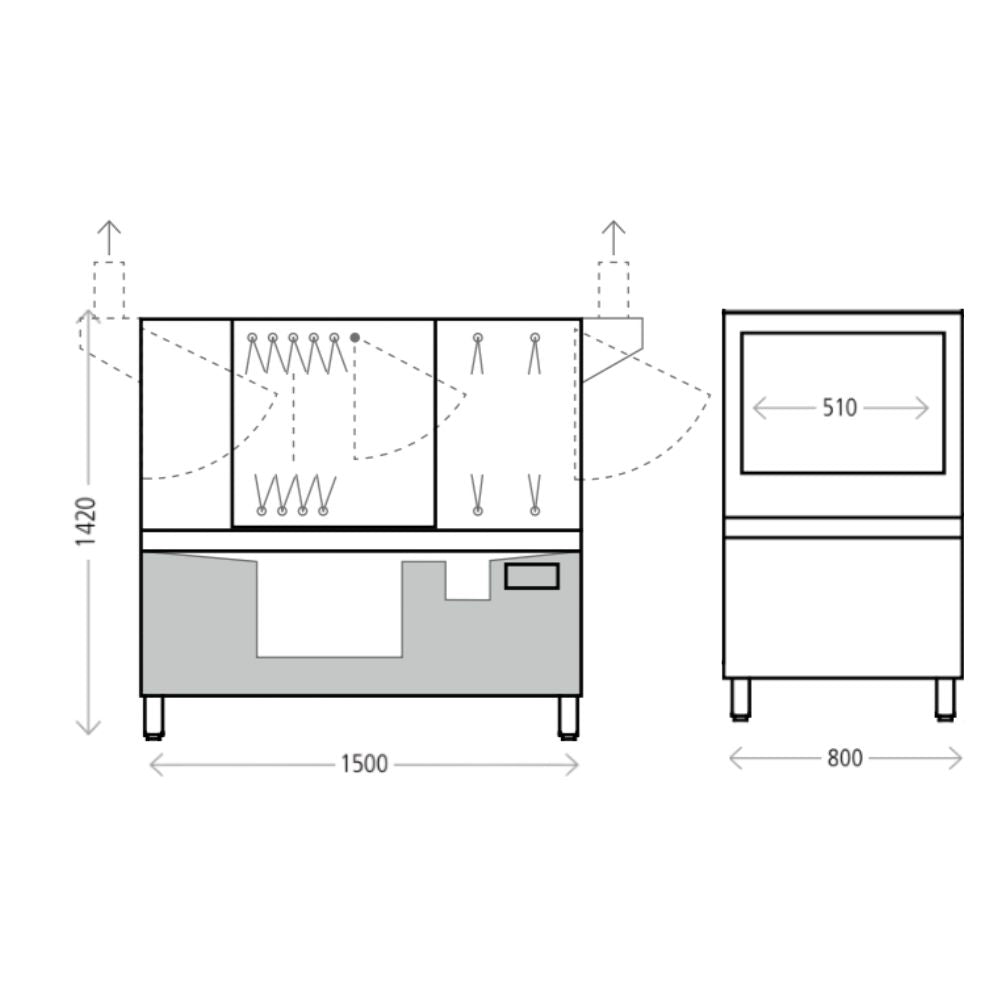 LAVAVAJILLAS WINTERHALTER 174V0023 Tren de arrastre C50 L LINEA 50 | Lavavajillas Tren de Arrastre Compacto | Acero Inoxidable | Colegios Caterings Hoteles