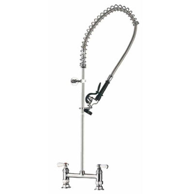 LLAVE ASBER 98007-1 | Llave De Prelavado | Tubo Flexible | Doble Trenzado | Acero Inoxidable | Gris | Ergonómico | Válvula Retención | Lavado Trastes Platos | Tubo Flexible Doble Trenzado | Negocio Cocina Restaurante