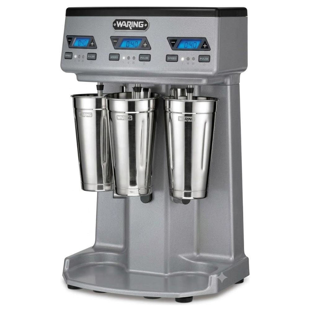 MALTEADORA WARING WDM360TX | Malteadora Trabajo Pesado | 3 Motores Independientes | Cafeteria Desayunador Restaurante | Licuadora Comercial de Vaso Profesional Triturar Moler Smoothies Batidos Salsas Acero Inoxidable Restaurante Bar Cafetería Cocina Comercial Negocio