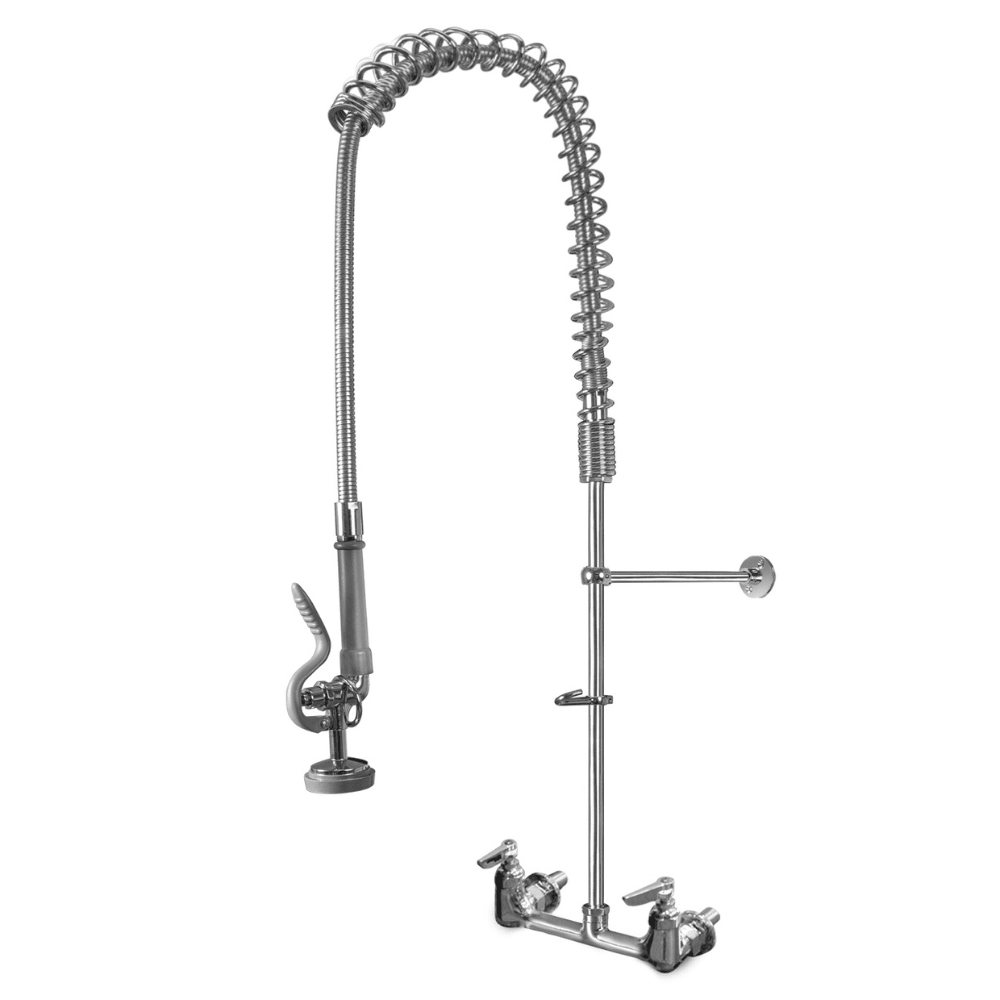 MANGUERA PRELAVADO RHINO MAPREP-M2 | Manguera Prelavado a Pared | 2 Llaves Separadas | Lavado de Trastes Platos | Grifería Industrial Llave de Prelavado Mezcladora Cuello de Ganso Manguera Acero Inoxidable Cocina Industrial Restaurante Tarja Fregadero Hotel Cafetería