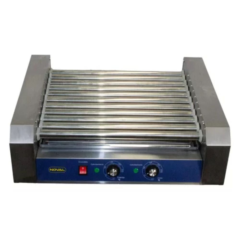 MAQUINA DE HOTDOGS NOVAL MHD-11 | Maquina de Hot Dogs | 11 Rodillos | Acero | Auto Servicio Comida Rapida Carne Pollo Tacos Hamburguesas Hot Dog Tacos Barbacoa Tacos Dorados Tortas Panini Restaurante Comedor Cocina Industriales Negocio Fonda Taqueria Cenaduria 