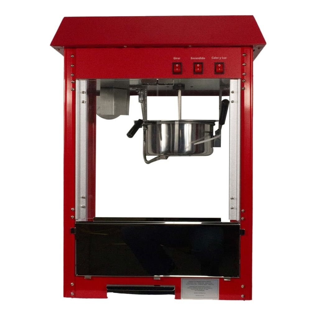 MAQUINA DE PALOMITAS NOVAL PM | Maquina de Palomitas | Capacidad de Charola 100gr de Maiz / 8 Oz. | Acero Inoxidable | Fería Cine Plaza Eventos Sociales Parques Tematicos Circo Fiestas Infantiles Eventos Golosinas 