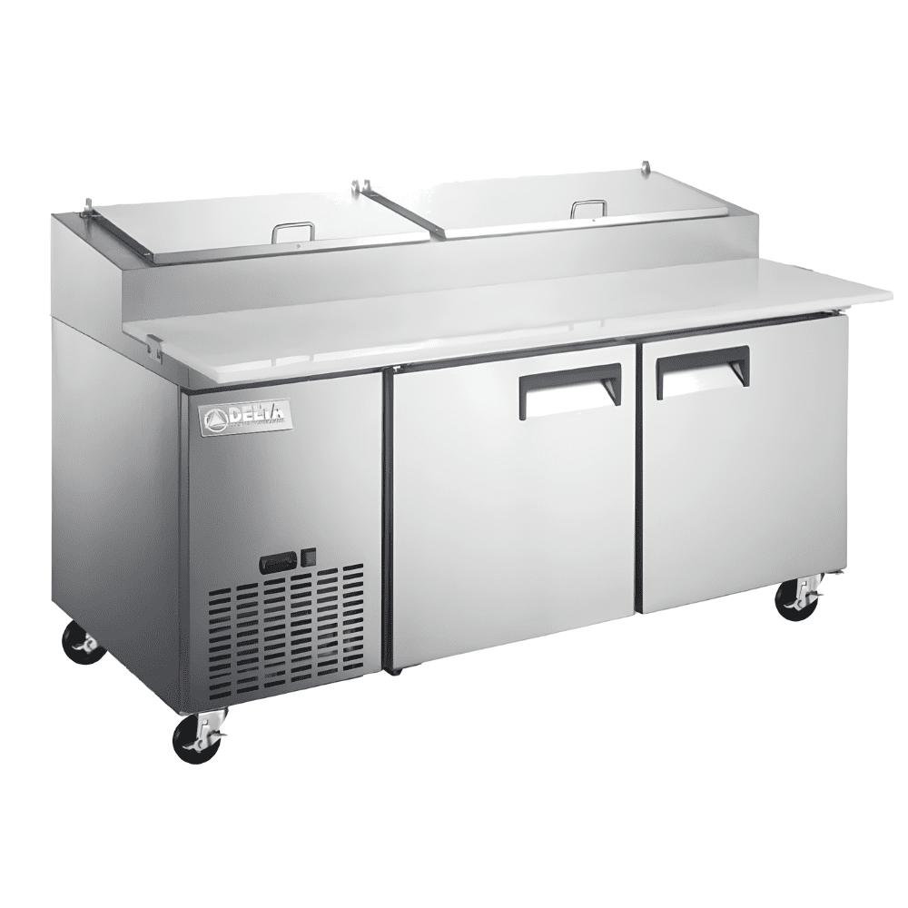 MESA DE PREPARACIÓN DELTA D-MPP-2P | Mesa de Preparación de Pizzas | 17 Pies Cúbicos | 2 Puertas | Acero Inoxidable | Cocina Industrial Restaurante Hotel | Mesa de Preparación Refrigerada Mesa Fría de Trabajo Mega Top Pizza Ensaladas Sándwiches Ingredientes Acero Inoxidable Supermercados Restaurantes Cocina Industrial Cremería