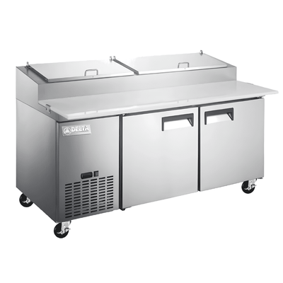MESA DE PREPARACIÓN DELTA D-MPP-2P | Mesa de Preparación de Pizzas | 17 Pies Cúbicos | 2 Puertas | Acero Inoxidable | Cocina Industrial Restaurante Hotel
