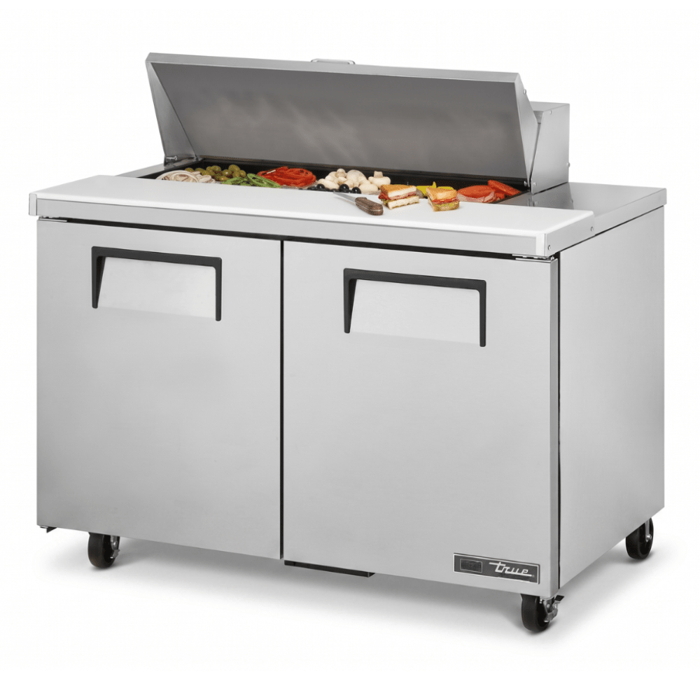 MESA DE PREPARACIÓN TRUE TSSU-48-10-HC | Mesa Preparación de Sándwiches Ensaladas | 2 Puertas Sólidas | 4 Estantes | Cocina Hotel Restaurante | Mesa de Preparación Refrigerada Mesa Fría de Trabajo Mega Top Pizza Ensaladas Sándwiches Ingredientes Acero Inoxidable Supermercados Restaurantes Cocina Industrial Cremería