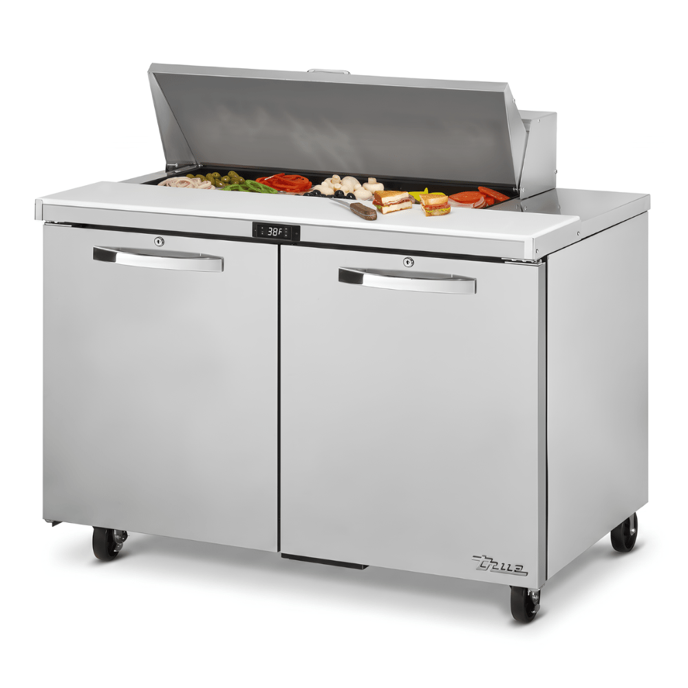 MESA DE PREPARACIÓN TRUE TSSU-48-10-HC~SPEC3 | Mesa Preparación de Sándwiches Ensaladas | 2 Puertas Sólidas | 4 Estantes | Cocina Hotel Restaurante | Mesa de Preparación Refrigerada Mesa Fría de Trabajo Mega Top Pizza Ensaladas Sándwiches Ingredientes Acero Inoxidable Supermercados Restaurantes Cocina Industrial Cremería