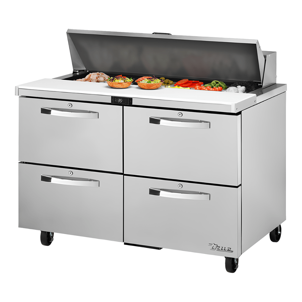 MESA DE PREPARACIÓN TRUE TSSU-48-12D-4-HC~SPEC3 | Mesa Preparación de Sándwiches Ensaladas | 4 Cajones | Cocina Hotel Restaurante | Mesa de Preparación Refrigerada Mesa Fría de Trabajo Mega Top Pizza Ensaladas Sándwiches Ingredientes Acero Inoxidable Supermercados Restaurantes Cocina Industrial Cremería