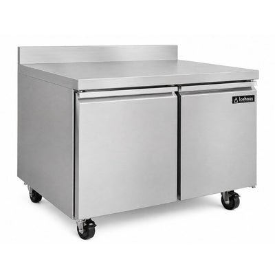 MESA DE TRABAJO ICEHAUS MTR-2P-SS-01  Mesa de Trabajo Refrigerada  2 Puertas  Capacidad 11.3 Pies Cúbicos  Temperatura 33° ~ 40°F  Cocina Industrial Hotel