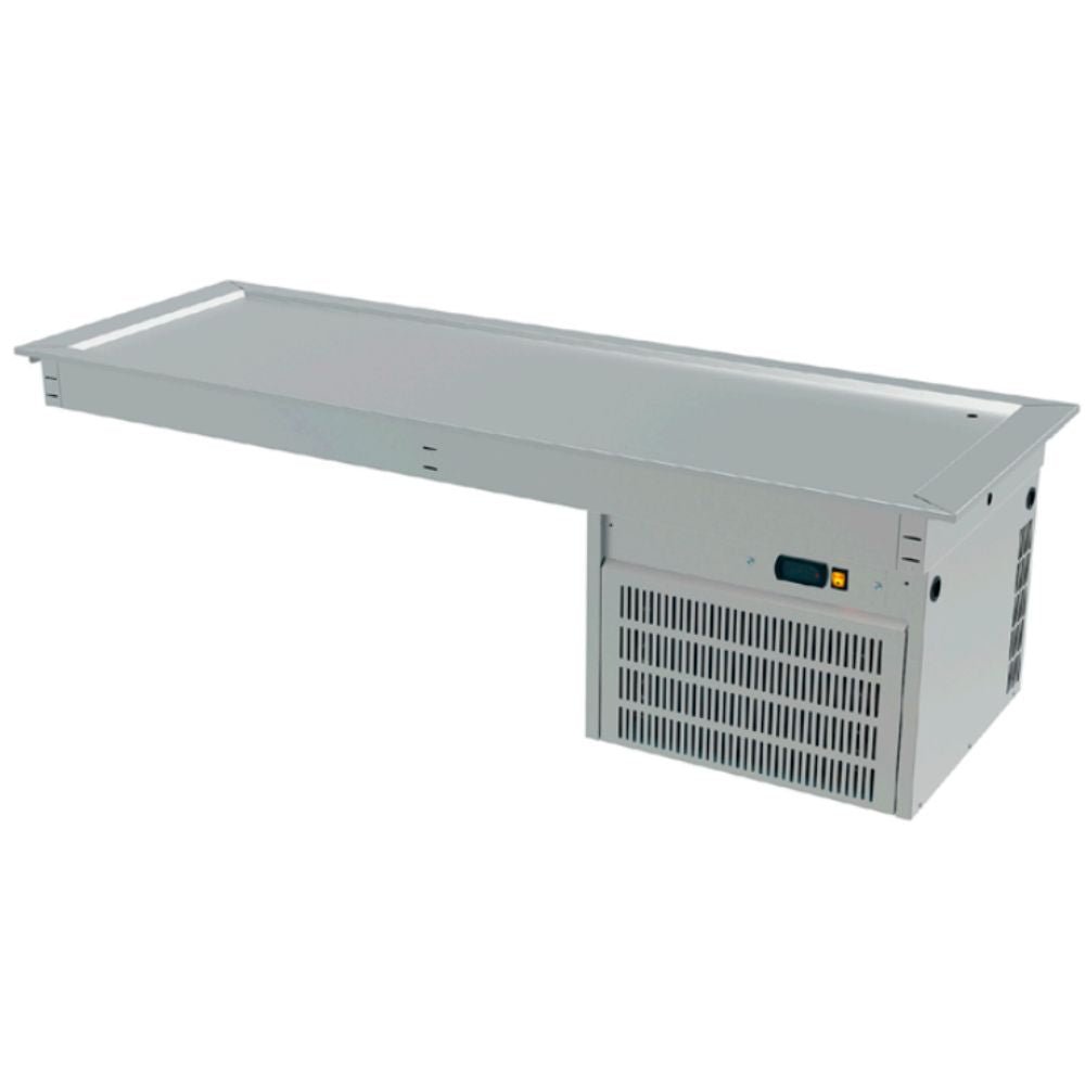 MESA FRÍA ASBER DRFP-511-CU | Mesa Fría Placa Refrigerada | Control Temperatura Digital | 5 Insertos Enteros | Acero Inoxidable | Preparación Postres Alimentos Frescos | Restaurante Bar Bistró Mantener los Ingredientes y Productos a Temperaturas Frías Mientras se Preparan o Sirven Banquetes Cafeterías Servicio de Catering Nieve