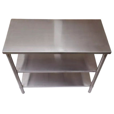 MESA MINDEJAL MLM1483069468 | Mesa Isla | Frente 95 cm | Doble Entrepaño | Acero Inoxidable | Cocina Industrial Restaurante Bar Bar Restaurante Cafeteria Guarniciones Comedores Industriales Cocinas Industriales Panaderia Carniceria Preparación Sushi Postres Ensaladas Baguettes