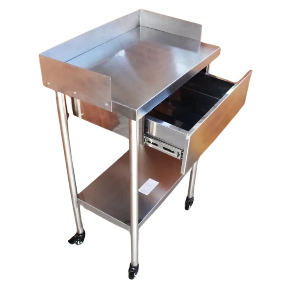 MESA MINDEJAL MLM1530973822 | Mesa Pasteur | Frente 60 cm | Cajon | Acero Inoxidable | Cocina Industrial Restaurante Bar Superficie Amplia Ergonómica Resistente Multifuncional Ajustable Duradera Espacio de Almacenamiento Modular Compacta Estable Fácil de Limpiar Diseño Industrial Personalizable Versátil Antideslizante