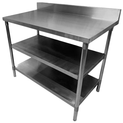 MESA KITCHENMAX STORE MLM1714757565 | Mesa a Pared | Doble Entrepaño | Acero Inoxidable | Frente 146 cm | Acero Inoxidable | Cocina Industrial Restaurante Bar