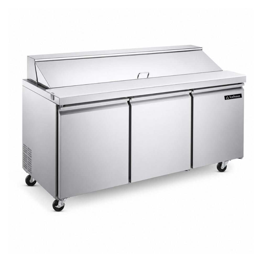 MESA REFRIGERADA ICEHAUS ME-3P-SS-01 | Mesa Refrigerada para Ensaladas | 19 Pies Cúbicos | 3 Puertas Solidas | Acero Inoxidable | Cocina Industrial Restaurante | Mesa Refrigerada de Trabajo Mesa Fría Conservadora Bajo Barra Acero Inoxidable Refrigerar Conservar Ingredientes Restaurante Cafetería Cocina Industrial Bar Cremería