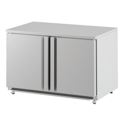 MESA REFRIGERADA INFRICO UC48R | Mesa Refrigerada Bajo Barra | 2 Puertas Sólidas | 14 Pies Cúbicos | Acero Inoxidable | Restaurante Bar Cafeteria Bar Restaurante Cafeteria Guarniciones Comedores Industriales Cocinas Industriales Panaderia Carniceria Preparación Sushi Postres Ensaladas Baguettes