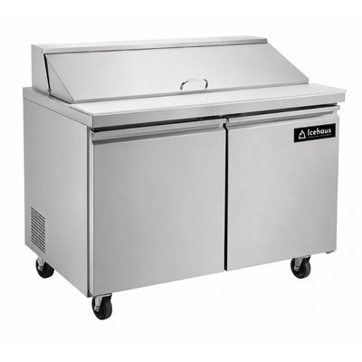 MESA DE TRABAJO ICEHAUS ME-2P-SS-01 | Mesa para Ensaladas | 2 Puertas | Acero Inoxidable | Restaurante Hotel Cocina Industrial | Mesa de Preparación Refrigerada Mesa Fría de Trabajo Mega Top Pizza Ensaladas Sándwiches Ingredientes Acero Inoxidable Supermercados Restaurantes Cocina Industrial Cremería