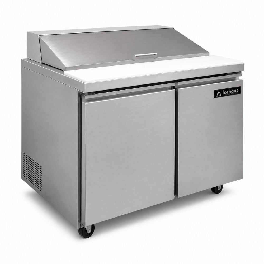 Icehaus ME-2P-SS-03 Mesa Preparacion 2 Puertas Solida 8 Pies-213 Litros - Mesas de trabajo refrigeradas - Icehaus - KitchenMax Store