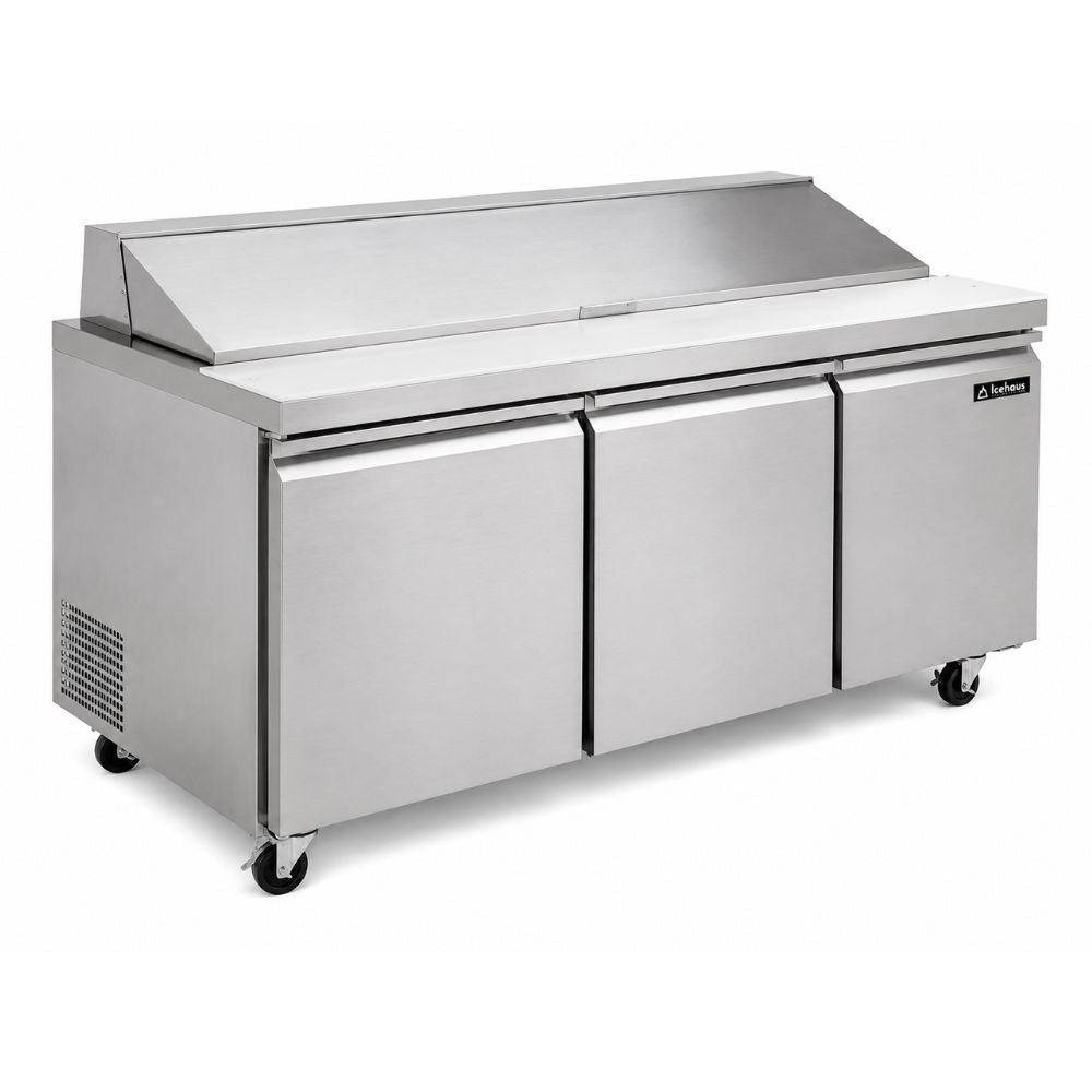 MESA REFRIGERADA ICEHAUS ME-3P-SS-01 | Mesa Refrigerada para Ensaladas | 19 Pies Cúbicos | 3 Puertas Solidas | Acero Inoxidable | Cocina Industrial Restaurante | Mesa Refrigerada de Trabajo Mesa Fría Conservadora Bajo Barra Acero Inoxidable Refrigerar Conservar Ingredientes Restaurante Cafetería Cocina Industrial Bar Cremería