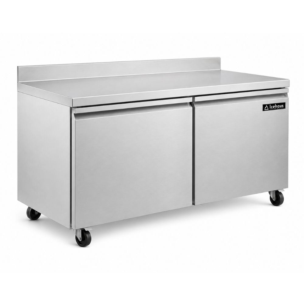 Icehaus MTC-2P-SS-02 Mesa Preparación 2 Puerta Solida 12 Pies - 388 Litros | Mesa de Preparación Refrigerada Mesa Fría de Trabajo Mega Top Pizza Ensaladas Sándwiches Ingredientes Acero Inoxidable Supermercados Restaurantes Cocina Industrial Cremería
