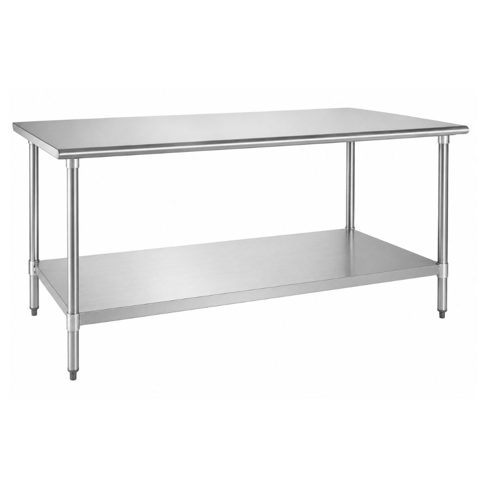 King MTI-200 Mesa Trabajo Isla 2 Mt 200 x 70 x 90 cm Acero Inoxidable | Mesa de Trabajo Isla de Acero Inoxidable Mesa Central de Preparación Superficie de Trabajo Industrial Restaurante Cocina Industrial Hotel Comedor Industrial Negocio