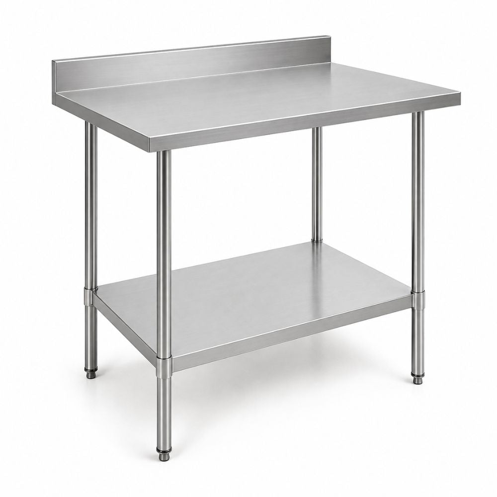 King MTL-100 Mesa Trabajo Lambrin 1 Mt 100 x 70 x 100 cm Acero Inoxidable | Mesa de Trabajo de Pared Mural de Acero Inoxidable Superficie de Preparación con Respaldo Industrial Restaurante Cocina Industrial Hotel Comedor Industrial