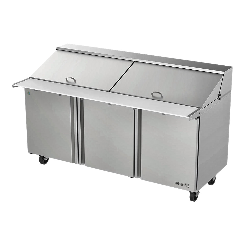 MESA REFRIGERADA ASBER APTM-72-30-D4 P HC | Mesa De Preparación Con Refrigerante | Mega Top | Acero Inoxidable | 1 Puerta | 4 Cajones | Supermercados Restaurantes