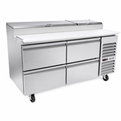 MESA REFRIGERADA ASBER APTP-67-D4 P HC | Mesa De Preparación Con Refrigerante | Pizza | Acero Inoxidable | 4 Cajones | Supermercados Restaurantes Pizzerías | Mesa de Preparación Refrigerada Mesa Fría de Trabajo Mega Top Pizza Ensaladas Sándwiches Ingredientes Acero Inoxidable Supermercados Restaurantes Cocina Industrial Cremería.