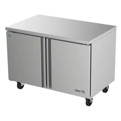 MESA REFRIGERADA ASBER AUTR-48 HC | Mesa Refrigerada Bajo Mostrador | 13.3 Pies Cúbicos | 2 Puertas Solidas | Acero Inoxidable | Eléctrico | 2 Parrillas | Restaurante Cafetería Negocio | Bar Preparación Alimentos  Frescos Frescura Refrigeración Ingredientes Verduras Frutas Cocina Platillos Preparación