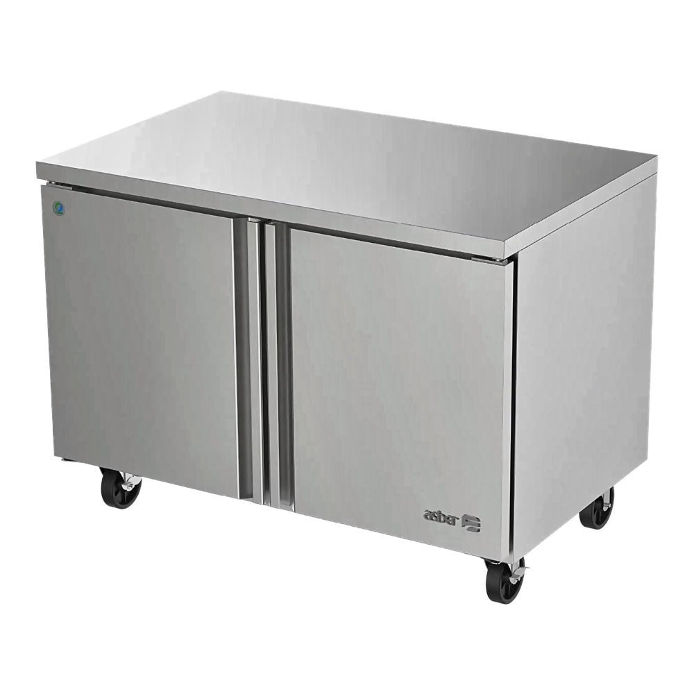 MESA REFRIGERADA ASBER AUTR-48 P HC | Mesa Bajo Mostrador | Acero Inoxidable | 2 Puertas Sólidas | Restaurante Cafetería Cocina Industrial