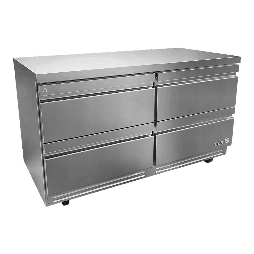 MESA REFRIGERADA ASBER AUTR-60-D2 P HC | Mesa Bajo Mostrador | Acero Inoxidable | 1 Puerta | 2 Cajones | Restaurante Cafetería Cocina Industrial