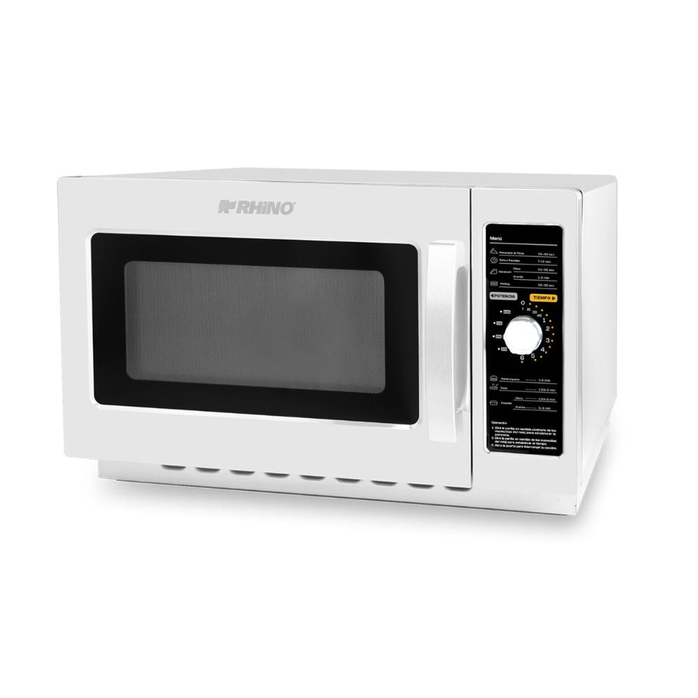 MICROONDAS RHINO HOMIC-12A | Horno de Microondas Análogo | Capacidad: 34 L / 1.2 ft3 Pies Cúbicos | Cafetería Restaurante | Horno de Microondas Comercial Industrial Calentar Alimentos Rápido Acero Inoxidable Restaurante Cocina Cafetería Hotel Oficina Negocio Tienda de Conveniencia