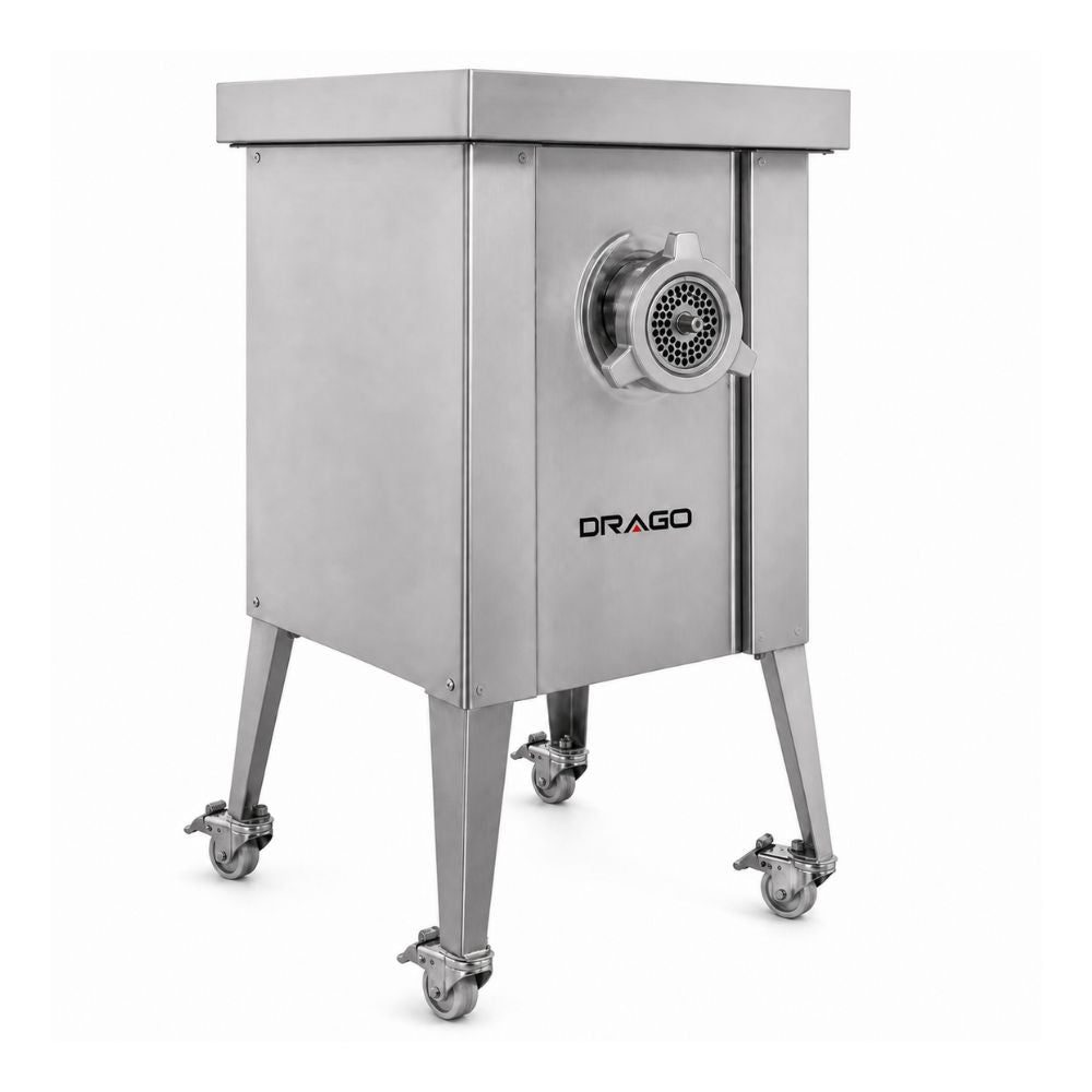 MOLINO DRAGO MC-32P-2HP  Molino de Carne 32 con Pedestal  Acero Inoxidable  Carnicería Cocina Industrial