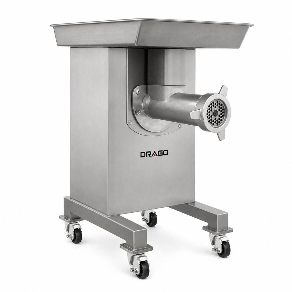 MOLINO DRAGO MC-32P-4HP | Molino de Carne 32 con Pedestal | Acero Inoxidable | Carnicería Cocina Industrial