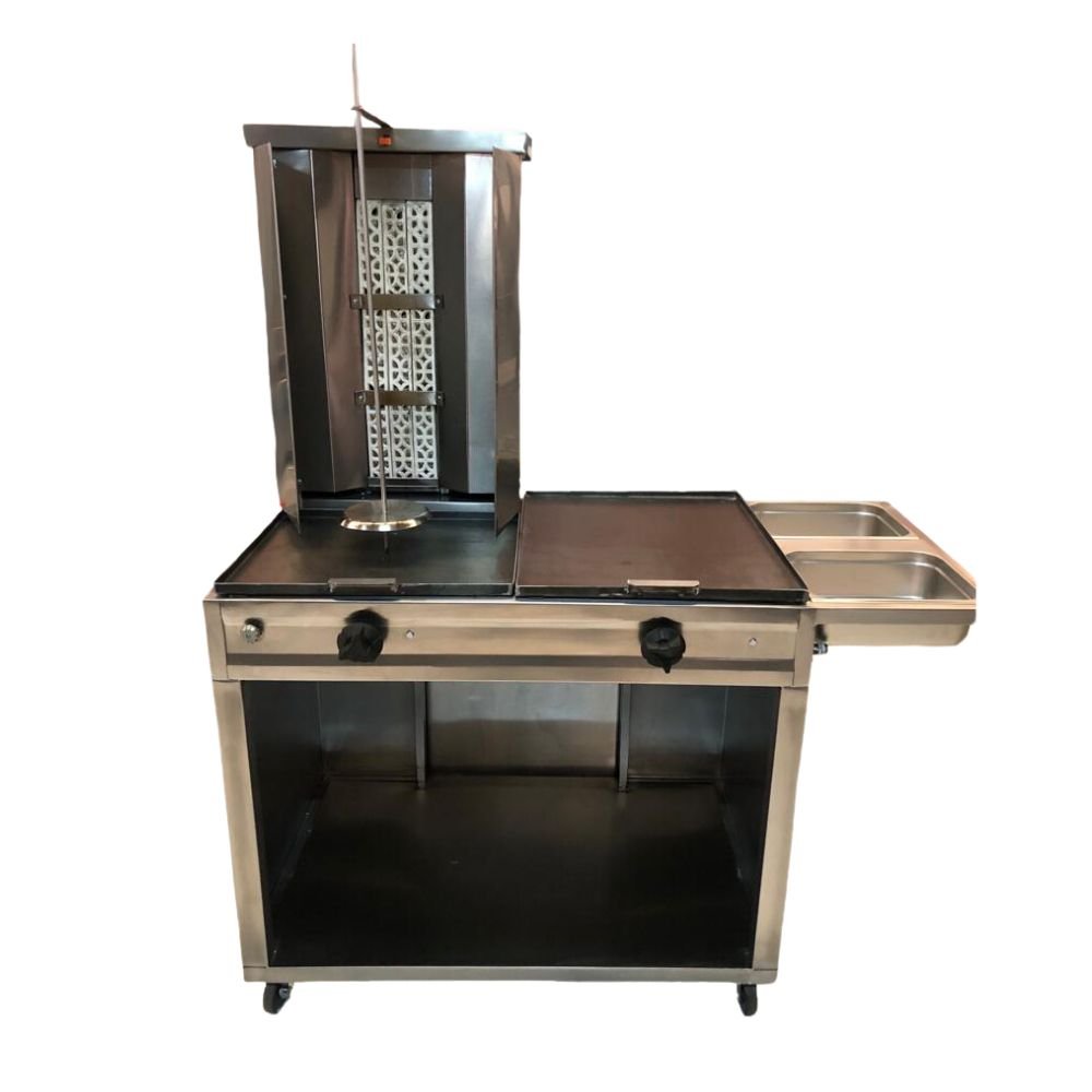 MUEBLE PASTORERO KITCHENMAX STORE CR008 | Mueble de Trompo para Pastor | Frente 90 cm | 9 Ladrillos Refractarios | Negocio Taquería Restaurante Asador Tacos Pastor Taqueria Doneraky Doneraki Negocio Restaurante Cocina Industrial Asar Carne 