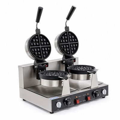Migsa Uwbx-2 Wafflera Belga Giratoria Doble Eléctrica Acero Inoxidable 120 V, 2 platos.