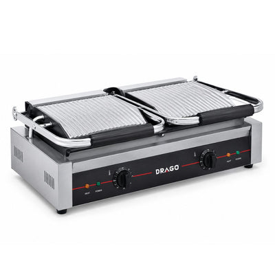 PANINERA DRAGO GH-813 | Paninera con doble plancha | Eléctrica | Restaurante Cafetería Cocina Industrial | Paninera Plancha Panini Sandwichera Grill Prensa para Sándwiches Paninis Tortas Baguettes Acero Inoxidable Cafetería Restaurante Bistró Hotel Negocio