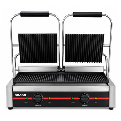 PANINERA DRAGO GH-813 | Paninera con doble plancha | Eléctrica | Restaurante Cafetería Cocina Industrial | Paninera Plancha Panini Sandwichera Grill Prensa para Sándwiches Paninis Tortas Baguettes Acero Inoxidable Cafetería Restaurante Bistró Hotel Negocio