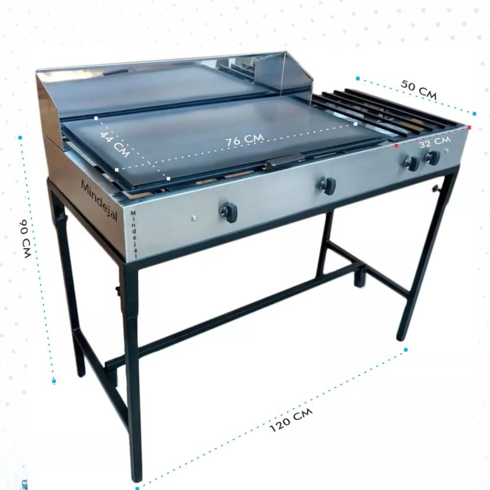 PARRILLA MINDEJAL MLM1599568982 | Parrilla Hornilla | Frente 120 cm | 2 Quemadores Plancha | Acero Inoxidable | Cocina Industrial Restaurante