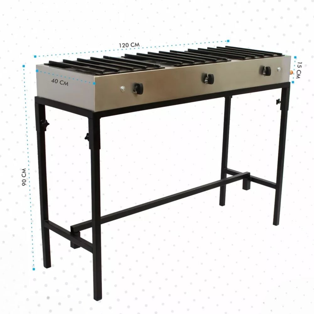 PARRILLA MINDEJAL MLM1602737412 | Parrilla 3 Quemadores | Frente 120 cm | Acero Inoxidable | Fonda Cocina Industrial Restaurante Comedores Industriales Cocina Cafetería Banquetes Fondas Zona de Comida Alimentos Cocinar Restaurantes Cocción 