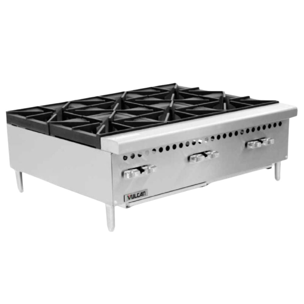 PARRILLA VULCAN VCRH36 | Estufa a Gas Parrilla | 6 Quemadores | Gas | Acero Inoxidable | 2 Cajones | Cafetería Restaurante Hotel Cocinas Fondas Restaurantes Cenadurías Comedores Industriales Preparación de Alimentos Cocción