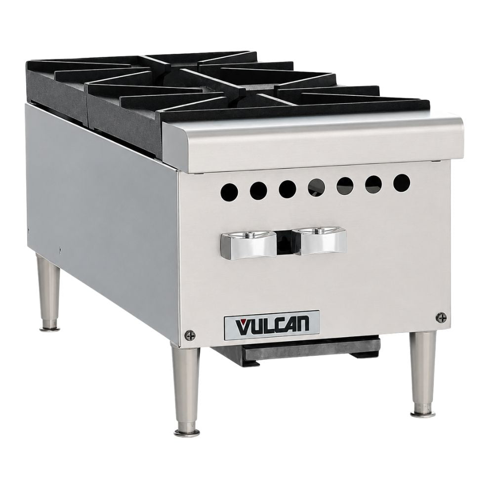 PARRILLA VULCAN VCRH12 | Estufa Parrilla a Gas | 2 Quemadores | 1 Cajón | Gas | Acero Inoxidable | Cafetería Restaurante Hotelería | Parrilla Industrial Estufa de Quemadores Abiertos Hornillas Cocción a Gas Acero Inoxidable Restaurante Cocina Industrial Taquería Fonda Cenaduría Comedor Industrial