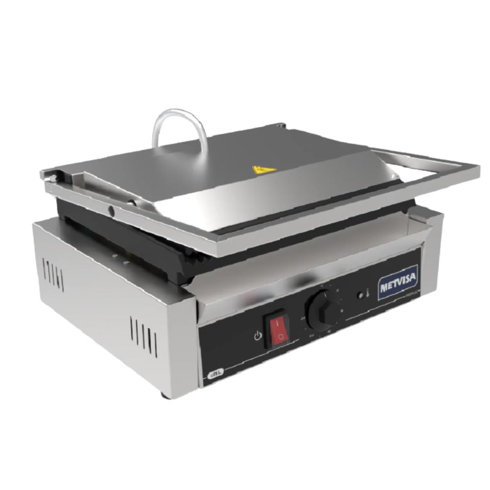 PARRRILLA PANINI KEITER METVISA METGRP-360 | Parrilla Panini | 2 Planchas Acanaladas | Hierro Fundido  | Cafeteria Zonas de Comida Rapida