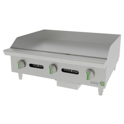 PLANCHA ASBER AEMG 36 EM | Gas | 3 Quemadores | Acero Inoxidable | Taquería Hoteles Comedores Industriales Restaurante Cafetería Cocina Industrial Comedor Grill Cortes Cenaduría Hotel | Respaldo Charola Quemador Parilla Restaurante Niveladores Empotrar Base Comedor Uso Rudo Acero Inoxidable Grill Alimento Cocción Preparación Cortes Hotel Cenaduría Cocina Económica Radiante Gourmet