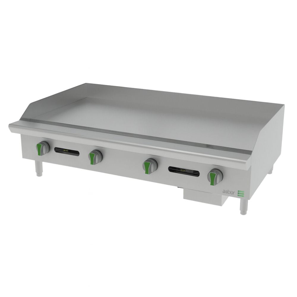 PLANCHA ASBER AEMG 48 EM | Gas | 4 Quemadores | Acero Inoxidable | Taquería Hoteles Comedores Industriales Industriales Restaurante Cafetería Cocina Industrial Comedor Grill Cortes Cenaduría Hotel | Respaldo Charola Quemador Parilla Restaurante Niveladores Empotrar Base Comedor Uso Rudo Acero Inoxidable Grill Alimento Cocción Preparación Cortes Hotel Cenaduría Cocina Económica Radiante Gourmet