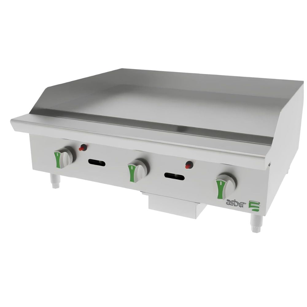 PLANCHA ASBER AETG 36 EM | Gas | 3 Quemadores | Acero Inoxidable | Taquería Hoteles Comedores Industriales Industriales Industriales Restaurante Cafetería Cocina Industrial Comedor Grill Cortes Cenaduría Hotel | Respaldo Charola Quemador Parilla Restaurante Niveladores Empotrar Base Comedor Uso Rudo Acero Inoxidable Grill Alimento Cocción Preparación Cortes Hotel Cenaduría Cocina Económica Radiante Gourmet