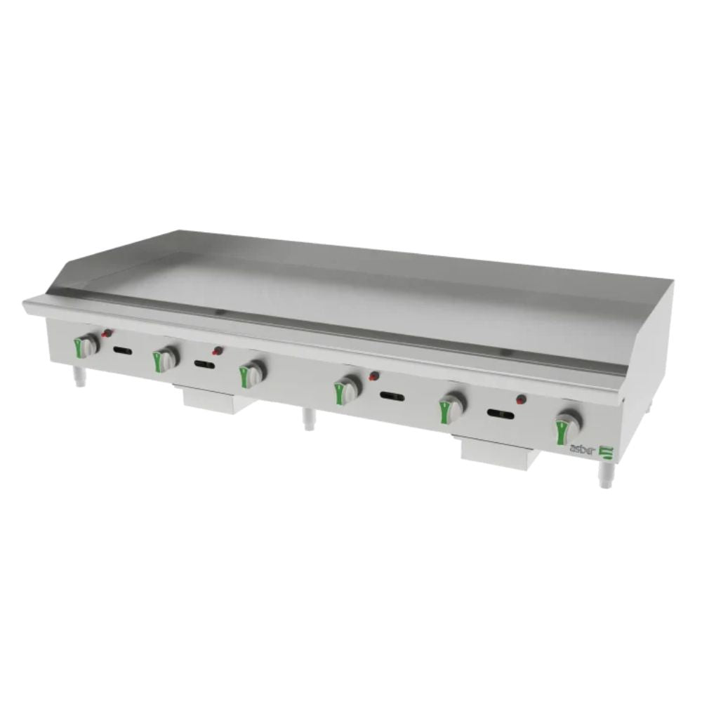 PLANCHA ASBER AETG 72 EM | Gas | 6 Quemadores | Acero Inoxidable | Taquería Hoteles Comedores Industriales Restaurante Cafetería Cocina Industrial Comedor Grill Cortes Cenaduría Hotel | Respaldo Charola Quemador Parilla Restaurante Niveladores Empotrar Base Comedor Uso Rudo Acero Inoxidable Grill Alimento Cocción Preparación Cortes Hotel Cenaduría Cocina Económica Radiante Gourmet