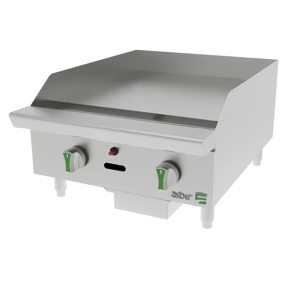 Plancha Asber Aetg 24 Em, gas, en acero inoxidable.