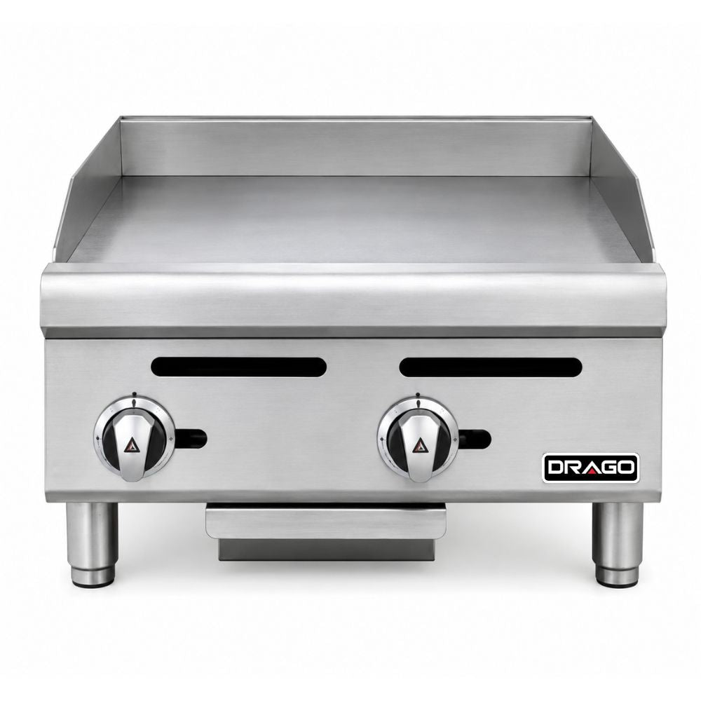 PLANCHA DRAGO PG-2 | Plancha 61 cm | Gas | Acero Inoxidable y Lamina Aluminizada | Comedor Industrial Restaurante Cafetería | Plancha de Asar para Tacos Hamburguesas Hot Dogs Tortas Paninis Comal Comercial Industrial Gas Eléctrica Taquería Fonda Restaurante Cocina Industrial Negocio