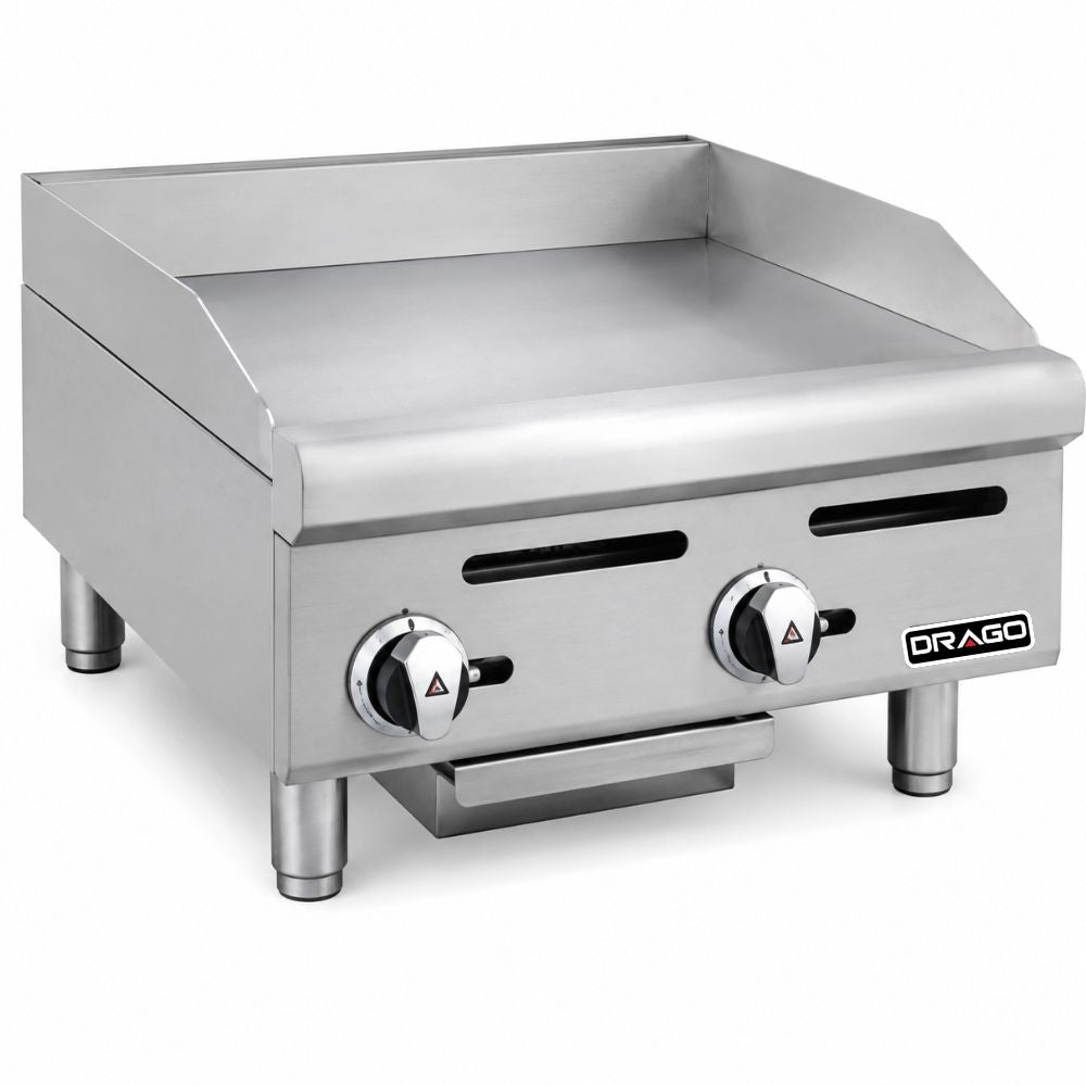 PLANCHA DRAGO PG-2 | Plancha 61 cm | Gas | Acero Inoxidable y Lamina Aluminizada | Comedor Industrial Restaurante Cafetería | Plancha de Asar para Tacos Hamburguesas Hot Dogs Tortas Paninis Comal Comercial Industrial Gas Eléctrica Taquería Fonda Restaurante Cocina Industrial Negocio