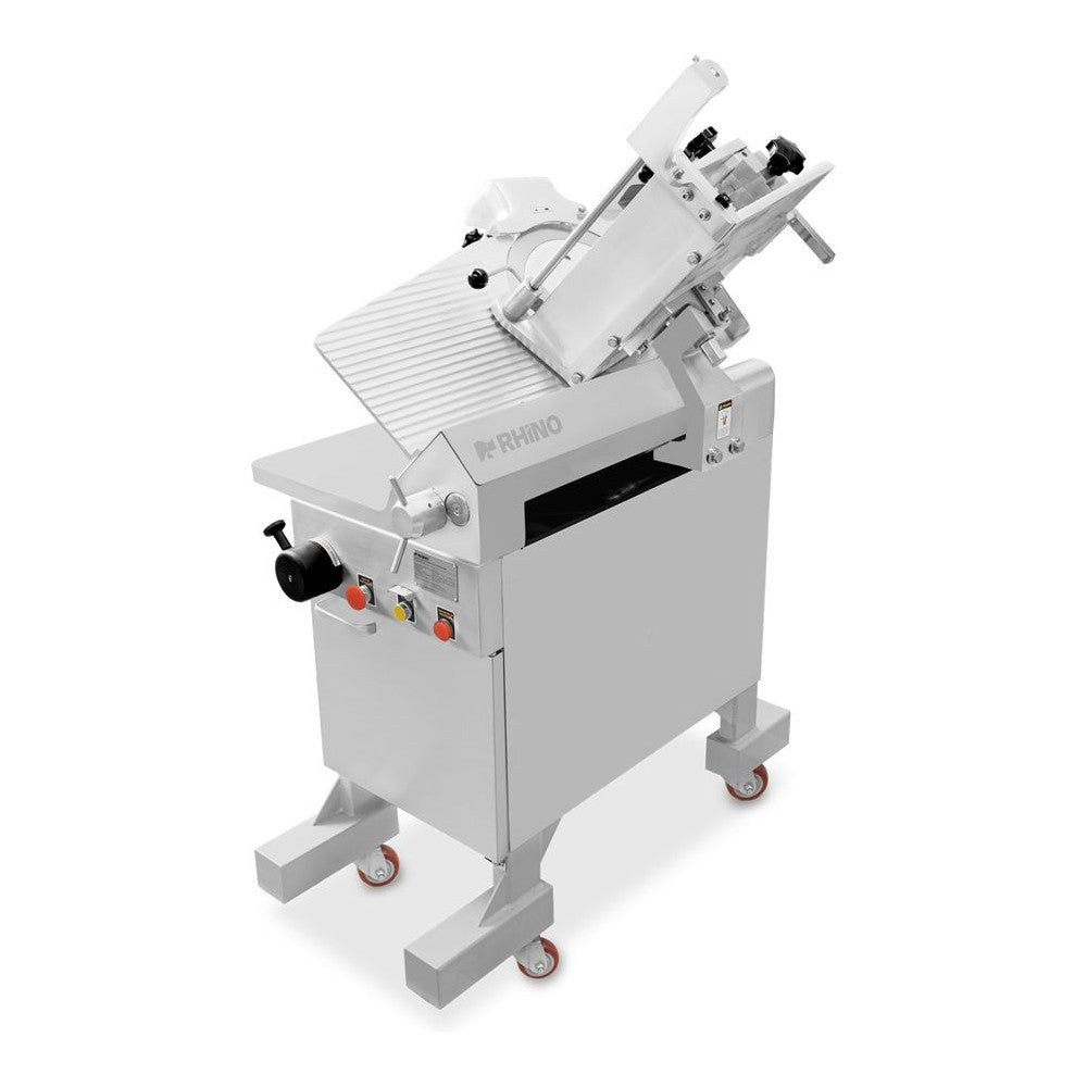REBANADORA RHINO REBAC-363 | Rebanadora Automática para Carne Semi Congelada | Diámetro de Cuchilla: 363 mm | Capacidad 30 kg por Carga | Carnicería Charcutería Restaurante