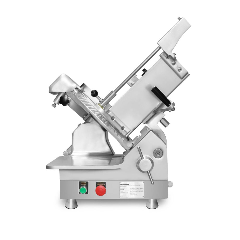 REBANADORA RHINO REBEN-350 | Rebanadora de Engranes para Carne Semi Congelada | Diámetro de Cuchilla: 350 mm | Restaurante Carnicería Cocina Industrial | Rebanadora de Carnes Frías Cortadora de Carne Embutidos Jamón Queso Industrial Automática Acero Inoxidable Carnicería Charcutería Cremería Restaurante Salchichonería
